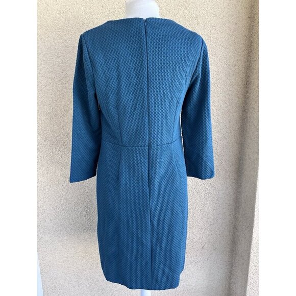 Boden Agnes Dress Womens 10 Blue Jacquard Textured Stretch Deep Pockets - Picture 6 of 10